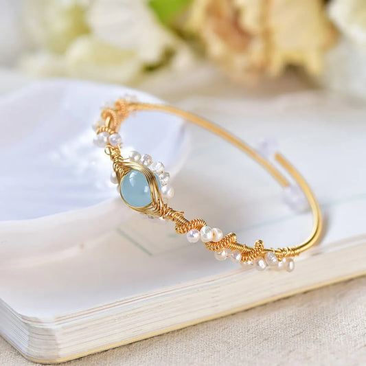 Gold Plated Pearl Cuff Bracelet