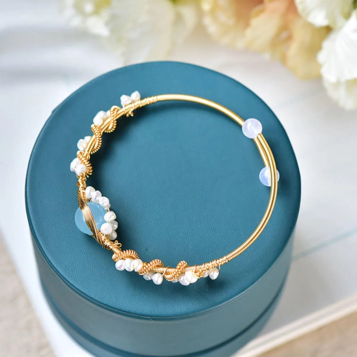 Gold Plated Pearl Cuff Bracelet